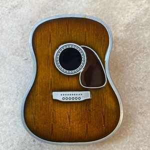 Brown and Silver Guitar Belt Buckle